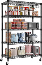 Xcity Storage Shelves, 5 Tier Heavy Duty Metal Shelving Unit with Wheels, 2000 LBS Capacity Adjustable Steel Wire Shelf Organizer for Pantry, Kitchen, Garage, 18" D x 36" W x 72" H, Black by Unknown