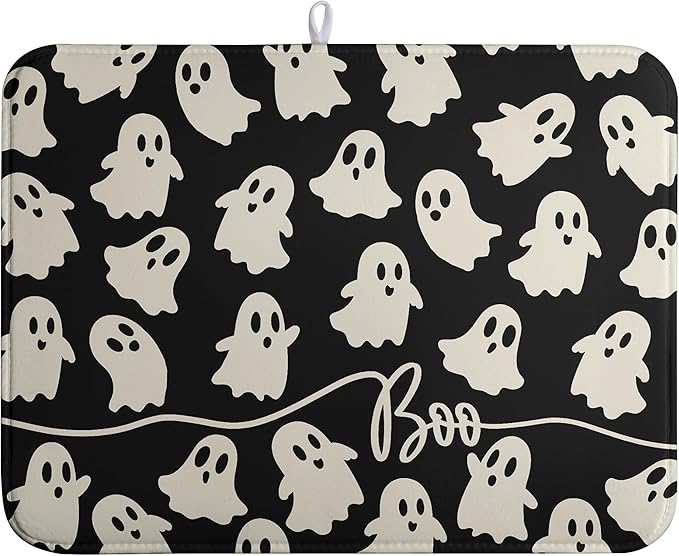 Halloween Ghosts Dish Drying Mat Black and White Large Kitchen Mats Dish Drying by farg