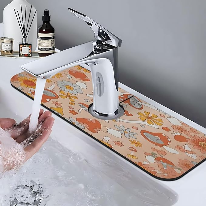 Mushroom Magic Retro Floral Bold Kitchen sink faucet pad, strong water - Image 7