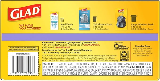 Glad ForceFlex Tall Kitchen Trash Bags, 13 Gallon, Gain Lavender - Image 14
