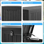 200 Gallon Waterproof Outdoor Storage Box,Resin Deck Box,Lockable Outside Storage Box Container for Patio Furniure,Garden,Tools (200 Gallon,Black) - Image 6