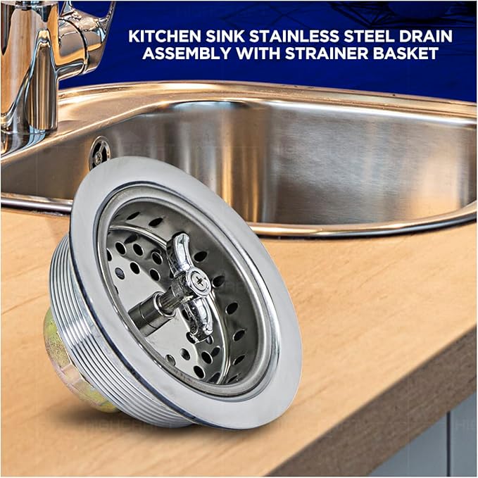 Highcraft 9763 Kitchen Sink Stainless Steel Drain Assembly - Image 2