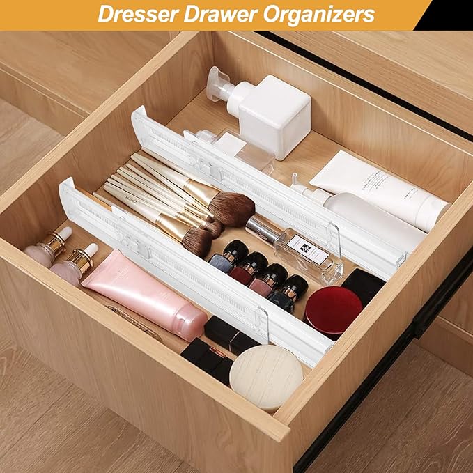 8 Pack Drawer Dividers for Clothes, 2.3" High 13"-21" Adjustable Drawer - Image 5
