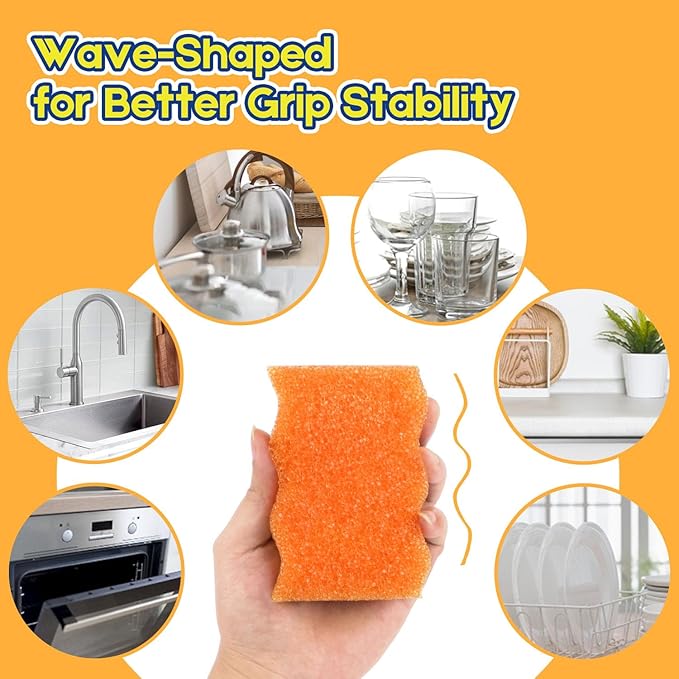 Scrub Sponge, 4 Pack Dual-Sided Temperature-Responsive Scrubber - Image 4