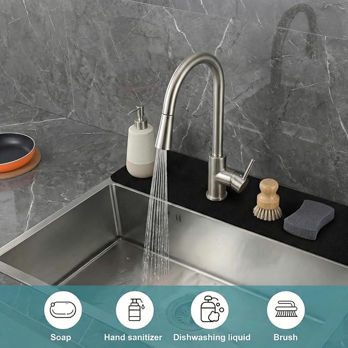 33" Lx5.5 W Long Kitchen Sink Faucet Mat: Customizable Black Splash Guard - Image 8