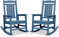 SERWALL Rocking Chairs Set of 2, HDPE Outdoor Rocking Chair, All-Weather Porch Rockers for Patio, Blue by SERWALL