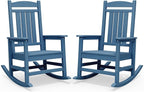 SERWALL Rocking Chairs Set of 2, HDPE Outdoor Rocking Chair, All-Weather Porch Rockers for Patio, Blue by SERWALL