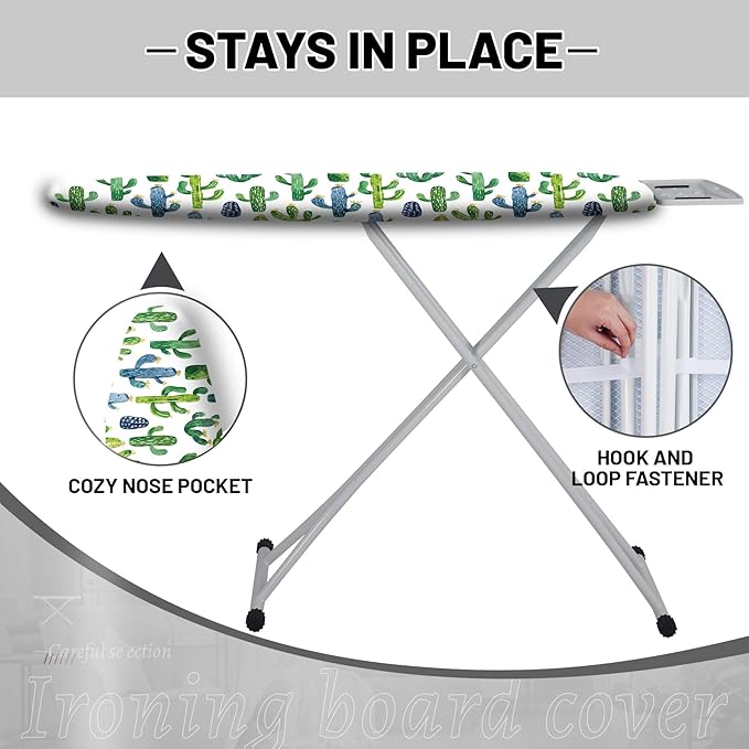 Extra Thick Ironing Board Cover and Pad, Tropical Cactus 15x54 Ironing Board - Image 3