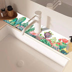 Watercolor Cactus Floral Sink Faucet Absorbing Mat Sink Splash Guard Faucet Mat - Image 2