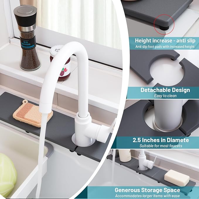 Fast Drying Faucet Mat for Kitchen Sink, Water Absorbent Diatomite Stone Sink - Image 2