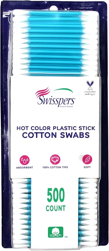 Swisspers Hot Color Cotton Swabs, 100% Cotton, Color Plastic Sticks, 500 per - Image 2
