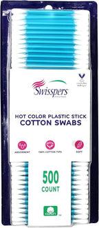 Swisspers Hot Color Cotton Swabs, 100% Cotton, Color Plastic Sticks, 500 per - Image 7