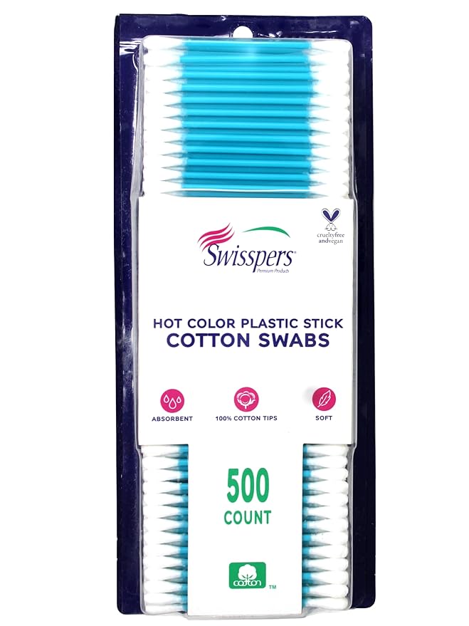 Swisspers Hot Color Cotton Swabs, 100% Cotton, Color Plastic Sticks, 500 per - Image 2