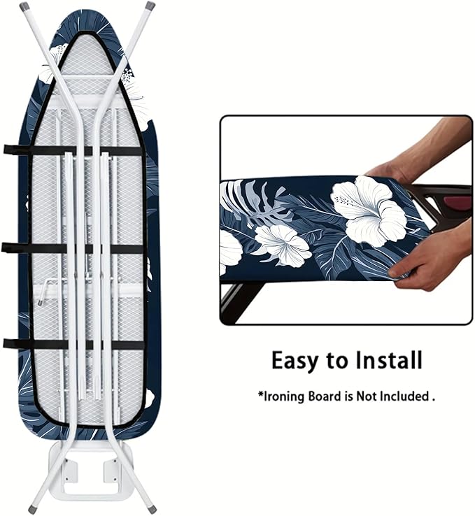 Nuxovilar White Hibiscus & Blue Leaf Ironing Board Cover, 15 * 54inch, Fits - Image 5