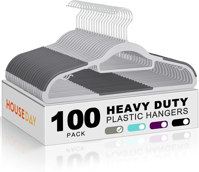 HOUSE DAY Plastic Hangers 100 Pack, Heavy Duty Hanger by HOUSEDAY