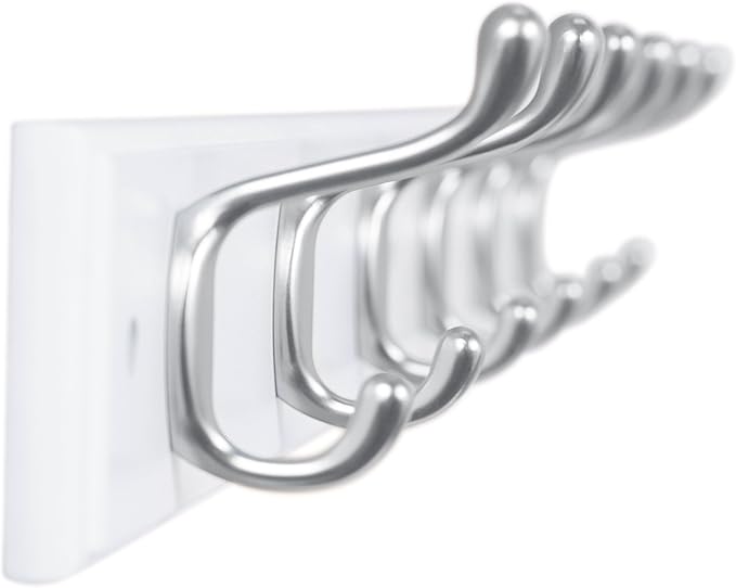 BIRDROCK HOME Oval Hook Coat and Hat Rack | 6 Hooks | Wall Mount | White Finish - Image 9