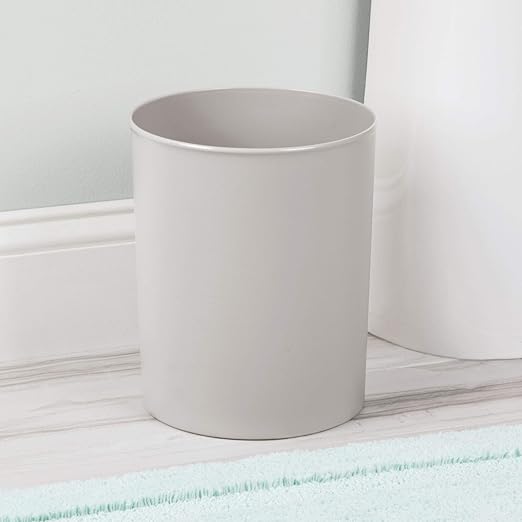 iDesign Franklin BPA-Free Plastic Round Waste Basket, Light Gray - Image 2