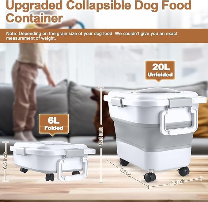 Dog Food Storage Container, 10-20 lbs Airtight Collapsible Cat Food Storage - Image 2