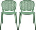 2xhome Set of 2 Patio Dining Chairs | Modern Stackable Outdoor Pool Side Chair | Weather Resistant Plastic for Yard, Porch, Balcony, Kitchen, Green by 2xhome