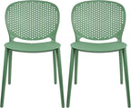 2xhome Set of 2 Patio Dining Chairs | Modern Stackable Outdoor Pool Side Chair | Weather Resistant Plastic for Yard, Porch, Balcony, Kitchen, Green by 2xhome