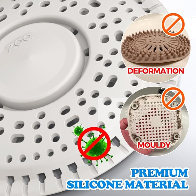 zaa Shower Drain Hair Catcher, 2 Pack Premium Silicone Drain Protector & Shower - Image 4