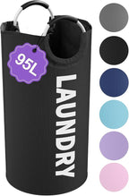 95L Large Laundry Hamper for Adult, Foldable Black Laundry Basket by IHOMAGIC