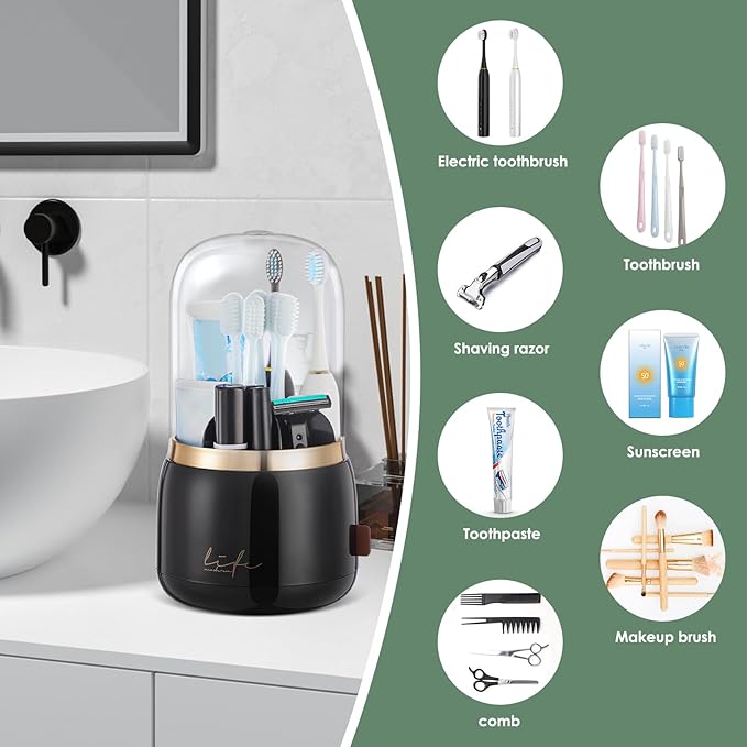 Toothbrush Holders for Bathrooms, Rotating 5-Slot - Image 6