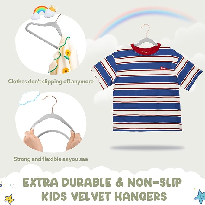 HOUSE DAY Velvet Kids Hangers 60 Pack, Premium Childrens Hangers - Image 4