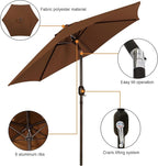 Blissun 7.5 ft Patio Umbrella, Yard Umbrella, Outdoor Market Umbrella with Push Button Tilt Crank, Brown - Image 2