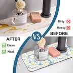 White Flower Sink Splash Guard Cute Chamomile Faucet Absorbing Mat Fast Drying - Image 6