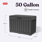Keter Kentwood 50 Gallon Resin Deck Box for Outdoor Storage – Weather‑Resistant Balcony & Patio Box for Cushions, Throw Pillows & Garden Tools, Dark Grey - Image 2