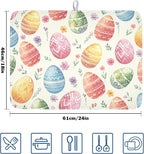 Easter Dish Drying Mat for Kitchen Counter Colorful Easter Eggs Floral Pattern - Image 2