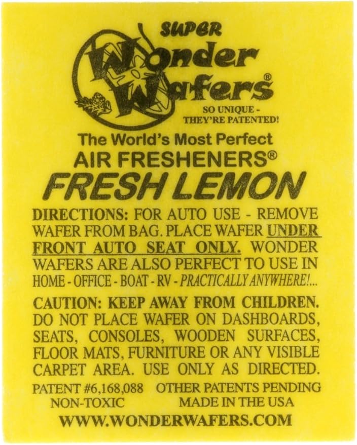 Wonder Wafers 25 CT Individually Wrapped Fresh Lemon Air Fresheners by Wonder+Wafers