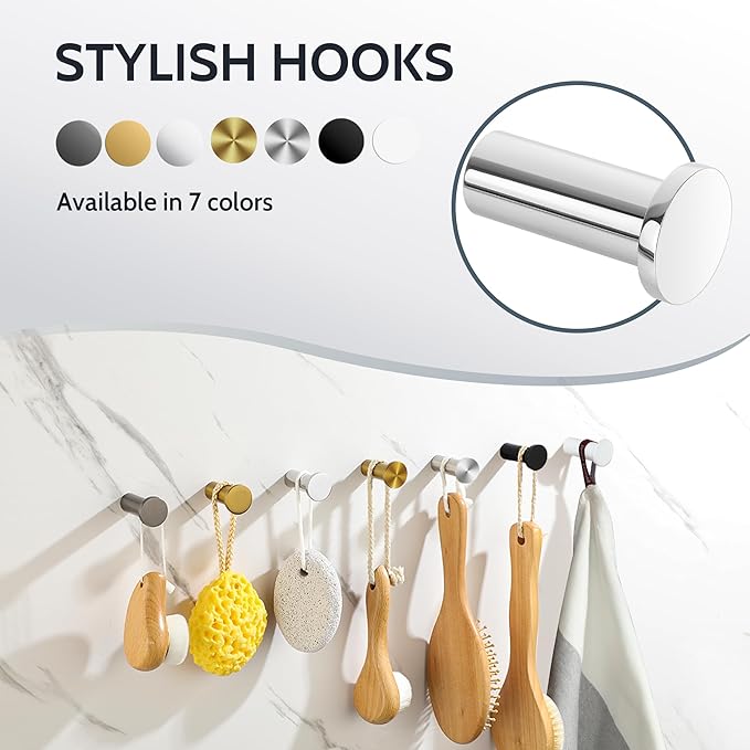SAYAYO Coat Hooks Wall Mounted, Chrome Towel Hooks - Image 8