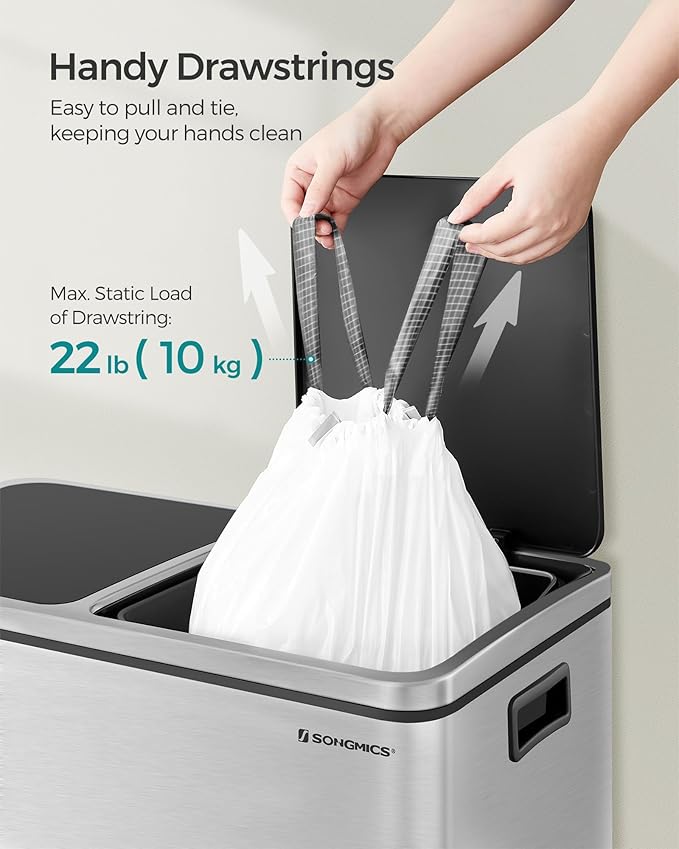 SONGMICS Trash Bags for 8-Gallon Trash Cans, Drawstring Kitchen Garbage Bags - Image 5