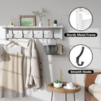 Coat Rack Wall Mount with Shelf, 29 Inch Coat Hanger Walls Mounted, Hat Rack - Image 3