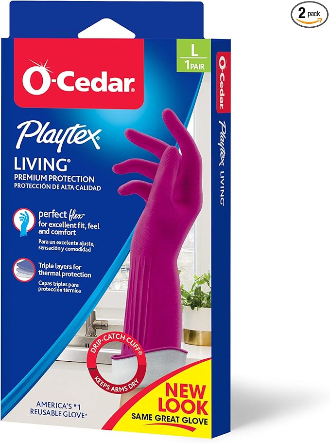 Playtex Living Reuseable Rubber Cleaning Gloves, Premium Protection Reusable by Playtex