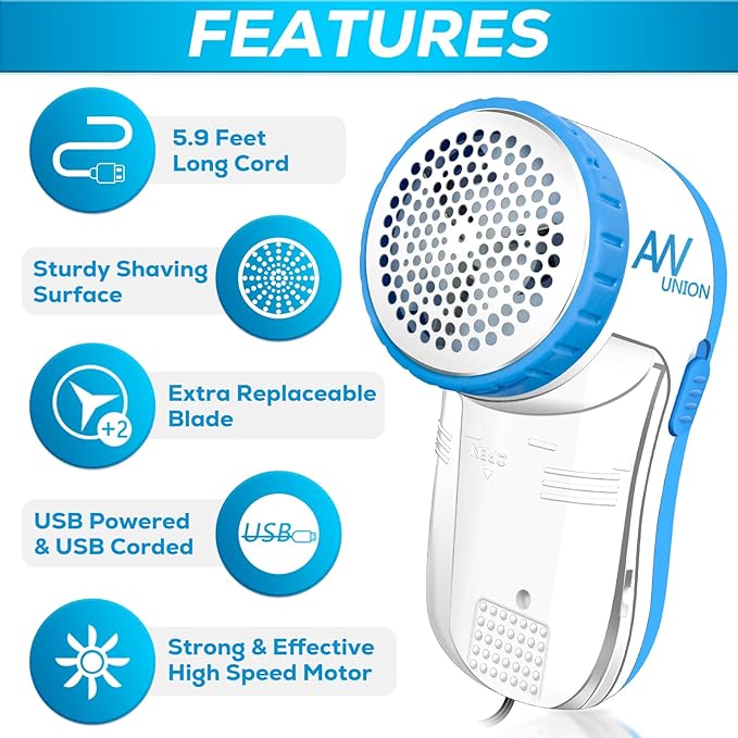 Fabric Shaver Lint Remover, AW union USB Powered Lint Shaver Efficiently Remove - Image 2