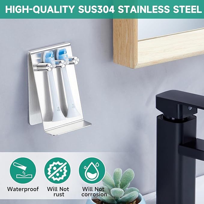 Electric Toothbrush Head Holder Adhesive or Tabletop, Tooth Brush Holder - Image 4