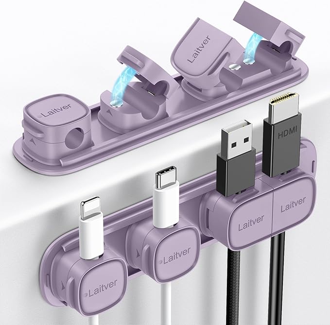 6 Pack Magnetic Cable Clips, Laitver Cord Organizer Holder Strong Adhesive Desk by Unknown
