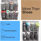 GORILLA GRIP Over the Door Shoe Organizer, 2 Pack, 24 Breathable Mesh Pockets - Image 6