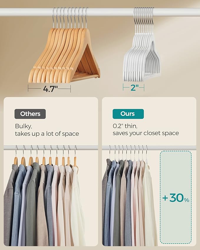 SONGMICS Clothes Hangers, Space-Saving, Cloud White UCRP050W05 - Image 6