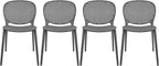 2xhome Set of 4 Patio Dining Chairs | Modern Stackable Outdoor Pool Side Chair | Weather Resistant Plastic for Yard, Porch, Balcony, Kitchen, Gray by 2xhome