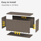 EAST OAK Outdoor Storage Box, 60 Gallon Deck Box Indoor and Outdoor Use, Waterproof Resin Storage Bin for Patio Cushions, Gardening Tools, Lockable, UV Resistant, Brown - Image 7
