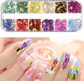 12 Colors Leaf Nail Art Glitter Sequins, Holographic 3D Leaves Nail Art Flakes by VezocimManicureArt