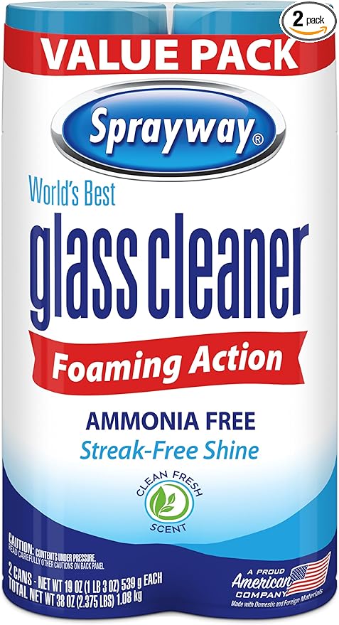 Sprayway Glass Cleaner Foaming Aerosol Spray, Streakless, Fast-Acting | Cleans by Sprayway