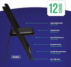 SIMPLEX 12 Black Resin Stackable Folding Chair - Comfortable Black Foldable Chair - Folding Chairs with Padded Seats - Indoor/Outdoor Folding Chairs for Events - Lightweight Foldable Chairs (12 Pack) - Image 2