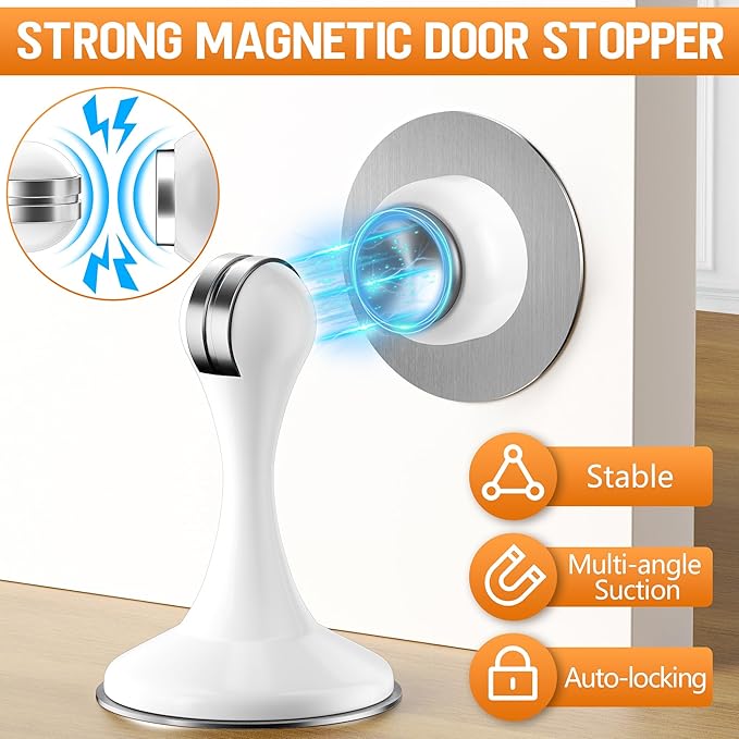 Magnetic Door Stoppers 1 Pack, Stainless Steel Magnetic Door Stop, Wall & Floor - Image 2