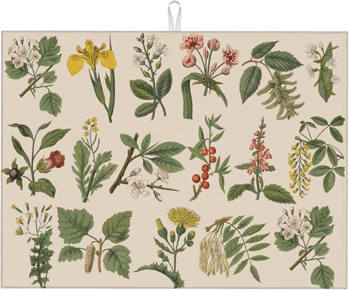 Plants Herbs Floral Dish Drying Mats by Unknown