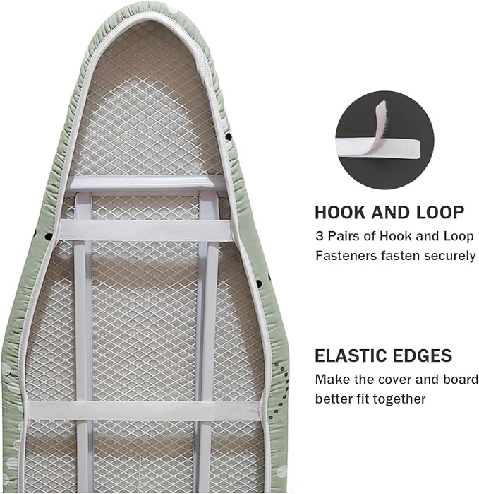 Ironing Board Cover and Pad Standard Size 15" x 54", 3 Pairs of Hook and Loop - Image 4